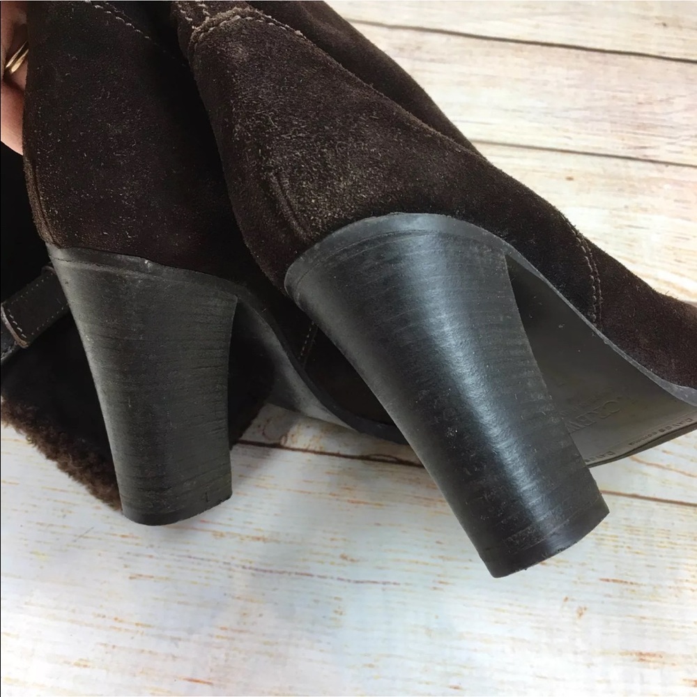 J Crew Italy shearling cuff suede boots sz 7 - Picture 6 of 9